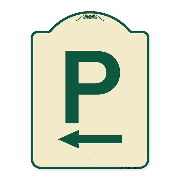 P Symbol With Left Arrow Heavy-Gauge Aluminum Architectural Sign, 24" x 18", TG-1824-23512